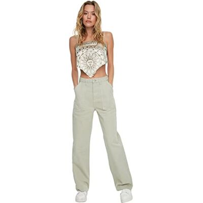Trendyol Damjeans med hög midja breda ben 90-tal breda ben, STEN, 68 SE Trendyol Damjeans med hög midja breda ben 90-tal breda ben, STEN, 68 SE