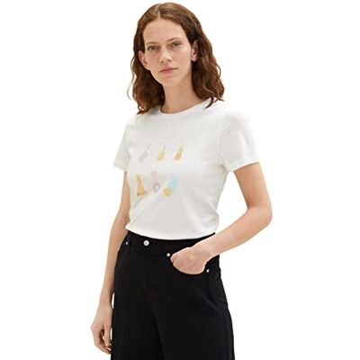 TOM TAILOR Damer T-shirt 1035378, 10332 Off White, XXS TOM TAILOR Damer T-shirt 1035378, 10332 Off White, XXS