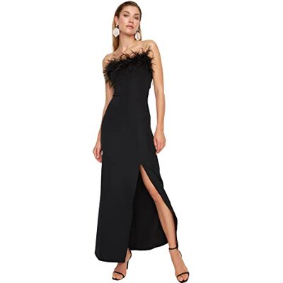 Trendyol kvinnor maxi bodycon anpassad vävd aftonklänning, Svart, 62 SE Trendyol kvinnor maxi bodycon anpassad vävd aftonklänning, Svart, 62 SE