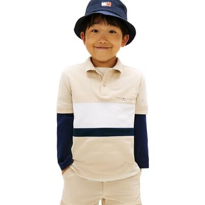 Tommy Hilfiger pojke Mini Corp Emb Clrblock Polo Ss KB0KB10383 pikétröjor, beige (klassisk beige färgblock), 12 år Tommy Hilfiger pojke Mini Corp Emb Clrblock Polo Ss KB0KB10383 pikétröjor, beige (klassisk beige färgblock), 12 år