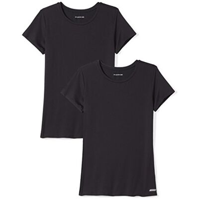 Amazon Essentials Dames Tech stretchig kortärmad T-shirt med rund hals (finns i plusstorlek), 2-Pack, Svart, L Amazon Essentials Dames Tech stretchig kortärmad T-shirt med rund hals (finns i plusstorlek), 2-Pack, Svart, L