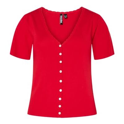 PIECES Pcjuline Ss Knit Cardigan Bc, Goji Berry, XL PIECES Pcjuline Ss Knit Cardigan Bc, Goji Berry, XL