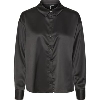 VERO MODA VMMERLE LS lös skjorta WVN GA, svart, L VERO MODA VMMERLE LS lös skjorta WVN GA, svart, L