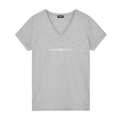 Giorgio Armani V-ringad T-shirt för kvinnor, ljusgrå melerad, XL Giorgio Armani V-ringad T-shirt för kvinnor, ljusgrå melerad, XL