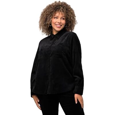 Ulla Popken dam finkordskjorta blus, svart, 42/44 Ulla Popken dam finkordskjorta blus, svart, 42/44