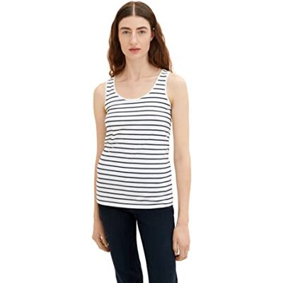 TOM TAILOR Damer Topp 1036260, 32082 Offwhite Navy Stripe, XXS TOM TAILOR Damer Topp 1036260, 32082 Offwhite Navy Stripe, XXS