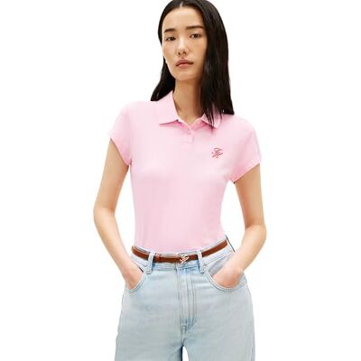 Tommy Hilfiger Th Script Slim Ss Polo WW0WW49259, rosa, S Tommy Hilfiger Th Script Slim Ss Polo WW0WW49259, rosa, S