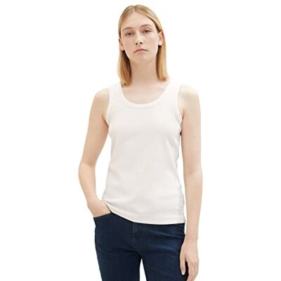 TOM TAILOR basplagg för kvinnor med ribbstruktur, 10315-whisper white, XL TOM TAILOR basplagg för kvinnor med ribbstruktur, 10315-whisper white, XL