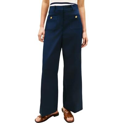 Tommy Hilfiger Dam Preppy bomull brett ben Chino WW0WW49002, blå, 34 Tommy Hilfiger Dam Preppy bomull brett ben Chino WW0WW49002, blå, 34