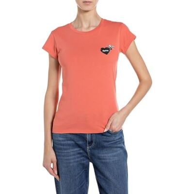 Replay kortärmad dam-t-shirt, 551 Cherry Red (Röd), XS Replay kortärmad dam-t-shirt, 551 Cherry Red (Röd), XS