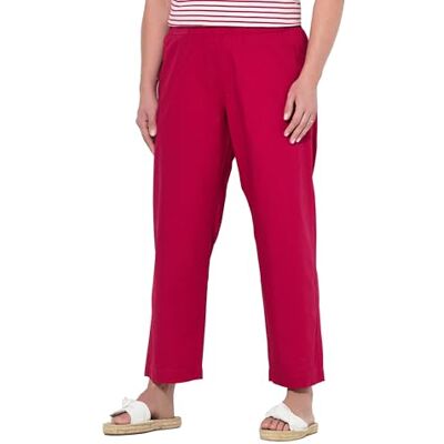 Ulla Popken dam stora storlekar överdimensionerade plus storlek 7/8 chinos byxor ruby, elastisk linning, bred, rakt ben, Mörk hallon, 42W / 32L Ulla Popken dam stora storlekar överdimensionerade plus storlek 7/8 chinos byxor ruby, elastisk linning, bred, rakt ben, Mörk hallon, 42W / 32L