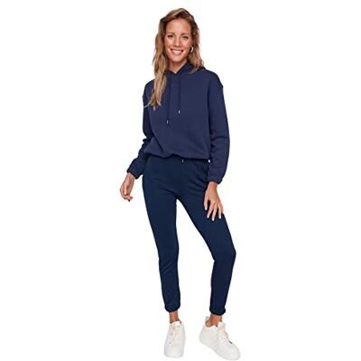 Trendyol Dam basic normal midja smal passform joggingbyxor träningsbyxor, Marinblå/flerfärgad, XS Trendyol Dam basic normal midja smal passform joggingbyxor träningsbyxor, Marinblå/flerfärgad, XS