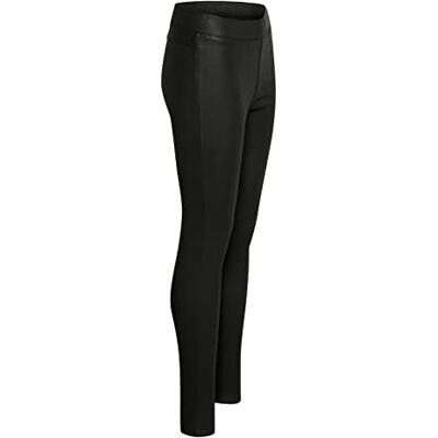 KAFFE Kvinnors ben läder smal passform elastisk midja full längd pullover på leggings, Svart djup, 30 smal KAFFE Kvinnors ben läder smal passform elastisk midja full längd pullover på leggings, Svart djup, 30 smal