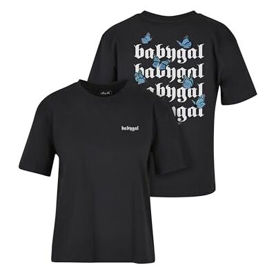 Tee dam-t-shirt, babygalge, t-shirt, avslappnad t-shirt med ryggtryck, normal passform, tryckt t-shirt, bomull, svart, XL Tee dam-t-shirt, babygalge, t-shirt, avslappnad t-shirt med ryggtryck, normal passform, tryckt t-shirt, bomull, svart, XL