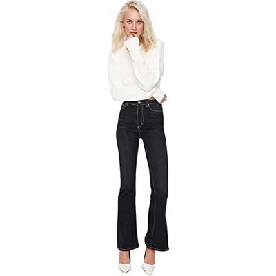 Trendyol Jeans med hög midja utsvängda ben, Svart, 64 SE Trendyol Jeans med hög midja utsvängda ben, Svart, 64 SE