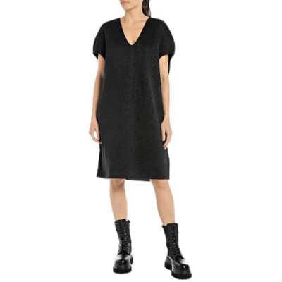 Replay Dam regular fit klänning glitter kortärmad bomull, 040 Black Lurex, S Replay Dam regular fit klänning glitter kortärmad bomull, 040 Black Lurex, S