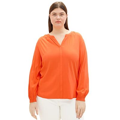 TOM TAILOR Damer Blus 1037077, 15612 Fever Red, 44 Plus size TOM TAILOR Damer Blus 1037077, 15612 Fever Red, 44 Plus size