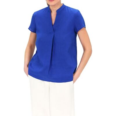 Caroll Kortärmad blus i 100% linne, Azur, 36 Caroll Kortärmad blus i 100% linne, Azur, 36