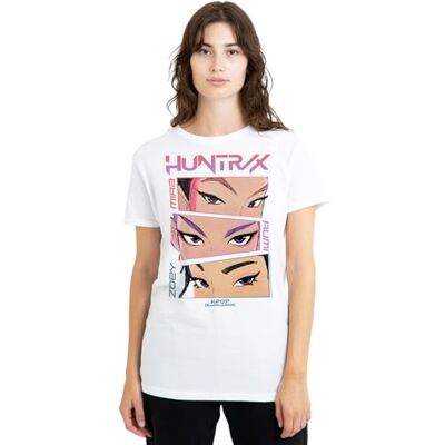 KPop Demon Hunters kvinnors Huntrix ögon serietidning dam t-shirt, rosa t-shirt, Vitt, M KPop Demon Hunters kvinnors Huntrix ögon serietidning dam t-shirt, rosa t-shirt, Vitt, M
