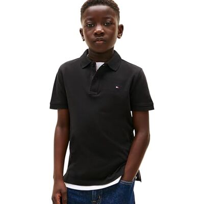 Tommy Hilfiger pojke flagga polo SS KB0KB09103 S/S Polo, svart (svart), 4 år, svart (svart), 4 år Tommy Hilfiger pojke flagga polo SS KB0KB09103 S/S Polo, svart (svart), 4 år, svart (svart), 4 år