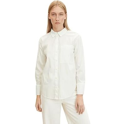 TOM TAILOR Damer Blus med bröstficka 1034784, 10315 Whisper White, 44 TOM TAILOR Damer Blus med bröstficka 1034784, 10315 Whisper White, 44