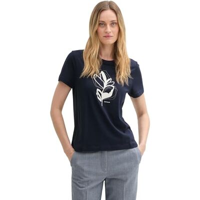 TOM TAILOR Dam-t-shirt av ekologisk bomull med tryck, 10876 – äkta marinblå, XXS TOM TAILOR Dam-t-shirt av ekologisk bomull med tryck, 10876 – äkta marinblå, XXS
