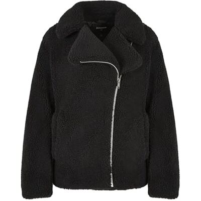 Urban Classics damer sherpa biker jacka, Svart, M Urban Classics damer sherpa biker jacka, Svart, M
