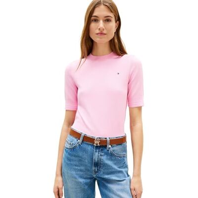 Tommy Hilfiger dam Co Jersey Fine Gg C-Nk Ss SWT WW0WW49705, rosa, XS Tommy Hilfiger dam Co Jersey Fine Gg C-Nk Ss SWT WW0WW49705, rosa, XS