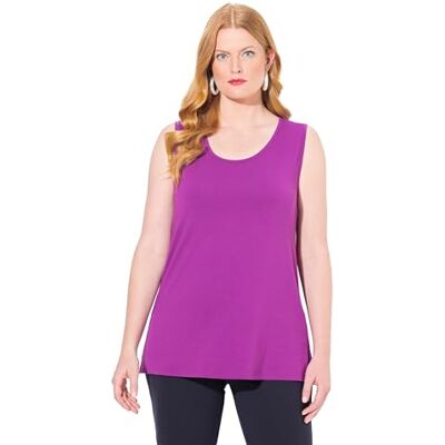 Ulla Popken damer stora storlekar plus size topp, klassisk passform, rund hals, stretch, breda remmar, ärmlös, Björnbär, 54-56 Ulla Popken damer stora storlekar plus size topp, klassisk passform, rund hals, stretch, breda remmar, ärmlös, Björnbär, 54-56