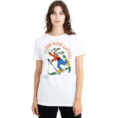 Mickey Mouse mandarin creative ltd Musse Pigg Friends Ski You Later Långben damer t-shirt, vit, medium, Vitt, M Mickey Mouse mandarin creative ltd Musse Pigg Friends Ski You Later Långben damer t-shirt, vit, medium, Vitt, M