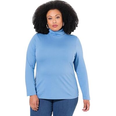 Ulla Popken damer stora storlekar, överdimensionerade plus size skjorta, polotröja, smal, långärmad, Ljus blåklint, 46-48 Ulla Popken damer stora storlekar, överdimensionerade plus size skjorta, polotröja, smal, långärmad, Ljus blåklint, 46-48