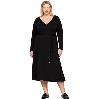 Tommy Hilfiger kvinnors CRV släta linjer WRAP MIDI klänning svart 46, Svart, 72 SE Tommy Hilfiger kvinnors CRV släta linjer WRAP MIDI klänning svart 46, Svart, 72 SE