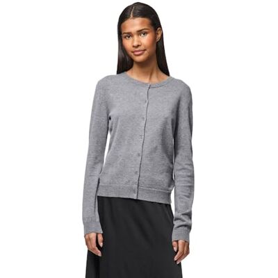 PIECES Pcnora Ls O-hals cardigan Noos Bc, Medium grå melerad, S PIECES Pcnora Ls O-hals cardigan Noos Bc, Medium grå melerad, S