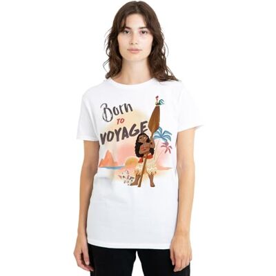 Moana mandarin creative ltd Born to Voyage Ladies T-shirt, vit, Large, Vitt, L Moana mandarin creative ltd Born to Voyage Ladies T-shirt, vit, Large, Vitt, L