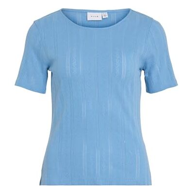 Vila Vikassie S/S Pointelle Top – Noos, Blixt blå, S Vila Vikassie S/S Pointelle Top – Noos, Blixt blå, S