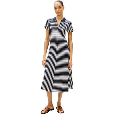 Tommy Hilfiger Dam Lyocell Pique Midi Polo DRS WW0WW48745, blå, M Tommy Hilfiger Dam Lyocell Pique Midi Polo DRS WW0WW48745, blå, M