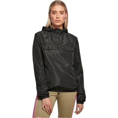 Urban Classics Kvinnors återvunnen Basic Pull Over Jacka, svart, S Urban Classics Kvinnors återvunnen Basic Pull Over Jacka, svart, S
