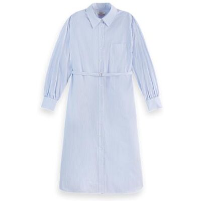 Scotch & Soda Core Poplin Shirt Dress, Vit och blå remsa 125, 42 Scotch & Soda Core Poplin Shirt Dress, Vit och blå remsa 125, 42