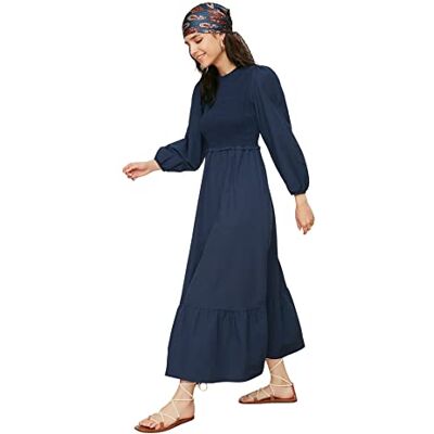 Trendyol Dam design maxi skater vanliga vävda blygsamma klänningar, marinblå, 64 SE Trendyol Dam design maxi skater vanliga vävda blygsamma klänningar, marinblå, 64 SE