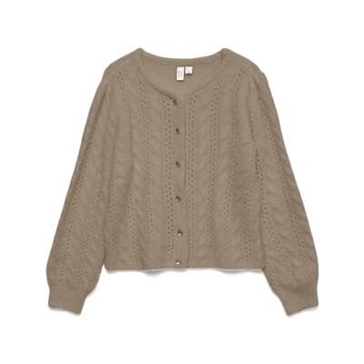 VERO MODA Vmgabrielle Ls O-Neck Cardigan Btq, Silver Mink, XL VERO MODA Vmgabrielle Ls O-Neck Cardigan Btq, Silver Mink, XL