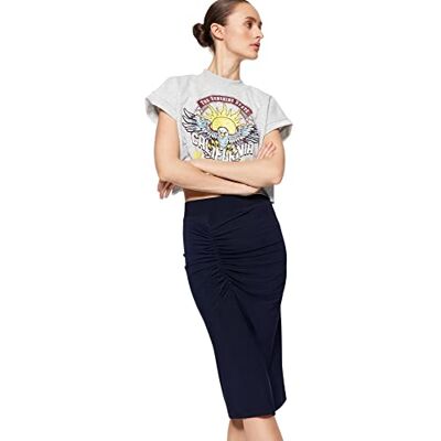 Trendyol kvinnor midi bodycon stickad kjol, marinblå, M Trendyol kvinnor midi bodycon stickad kjol, marinblå, M