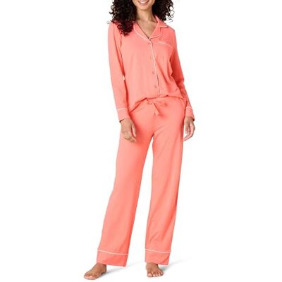 Amazon Essentials Women's Modal långärmad skjorta i bomull och pyjamasuppsättning i full längd (finns i plusstorlek), Korallrosa, 6X Amazon Essentials Women's Modal långärmad skjorta i bomull och pyjamasuppsättning i full längd (finns i plusstorlek), Korallrosa, 6X