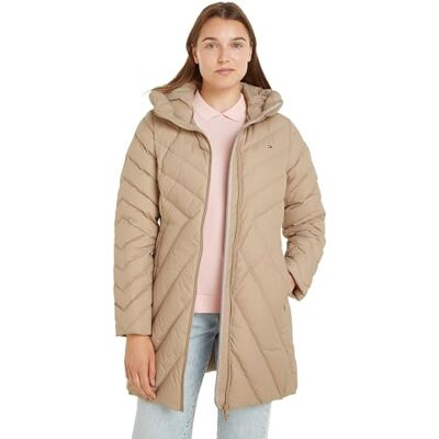 Tommy Hilfiger Dam CHEVRON MW vadderad kappa pufferrock, beige, XS, BEIgE, XS Tommy Hilfiger Dam CHEVRON MW vadderad kappa pufferrock, beige, XS, BEIgE, XS