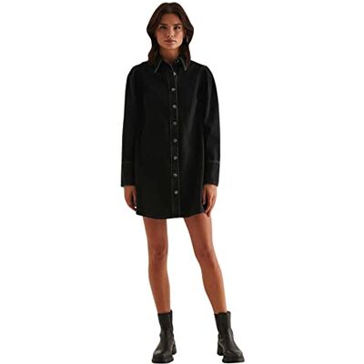 NA-KD Dam ekologisk denim skjorta klänning ledig, Svart (Black Wash), 36 SE NA-KD Dam ekologisk denim skjorta klänning ledig, Svart (Black Wash), 36 SE