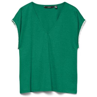 VERO MODA Vmvips Ss AVA V-Neck Top JRS Ga, Bosphorus, S VERO MODA Vmvips Ss AVA V-Neck Top JRS Ga, Bosphorus, S