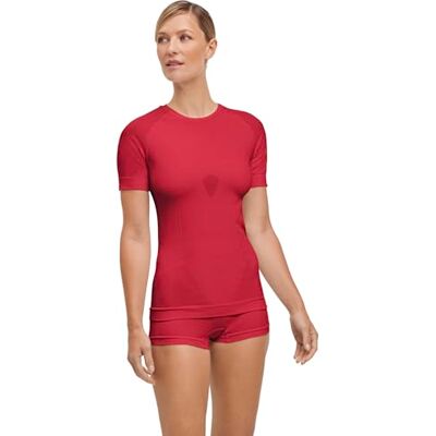 FALKE dam Baslager Ovandel Warm Round Neck W S/s Ts funktionellt garn snabbtorkande 1 del, Röd Red 8644, XL FALKE dam Baslager Ovandel Warm Round Neck W S/s Ts funktionellt garn snabbtorkande 1 del, Röd Red 8644, XL