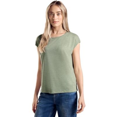 Street One melange T-shirt, Mjuk moss grön, 44 Street One melange T-shirt, Mjuk moss grön, 44
