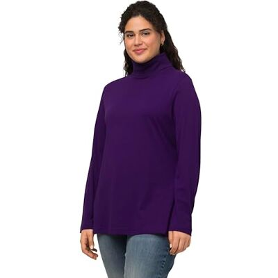 Ulla Popken Basic-shirtrolli T-shirt för kvinnor, Djuplila, 58/60 Ulla Popken Basic-shirtrolli T-shirt för kvinnor, Djuplila, 58/60