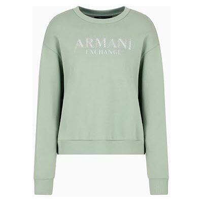 Giorgio Armani dam Arte Sella, sustainable, shiny-logo bokstäver tröja, grön, XL, salvia, XL Giorgio Armani dam Arte Sella, sustainable, shiny-logo bokstäver tröja, grön, XL, salvia, XL