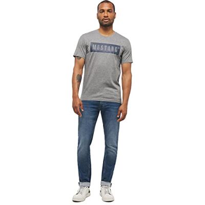 MUSTANG Damer Alex C logo T-shirt T-shirt, Mid Grey Melange 4140, M MUSTANG Damer Alex C logo T-shirt T-shirt, Mid Grey Melange 4140, M